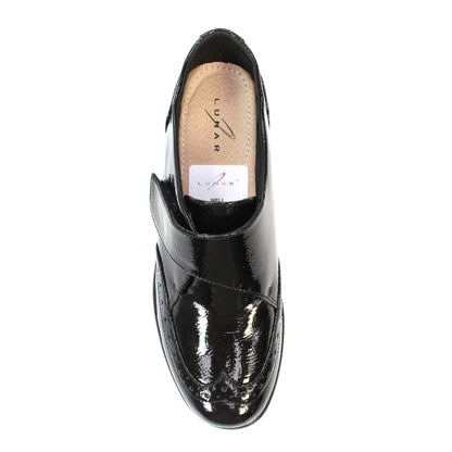 Black - Pack Shot - Lunar Womens-Ladies Nell Leather Lined Casual Shoes
