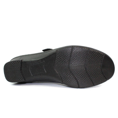 Black - Close up - Lunar Womens-Ladies Nell Leather Lined Casual Shoes