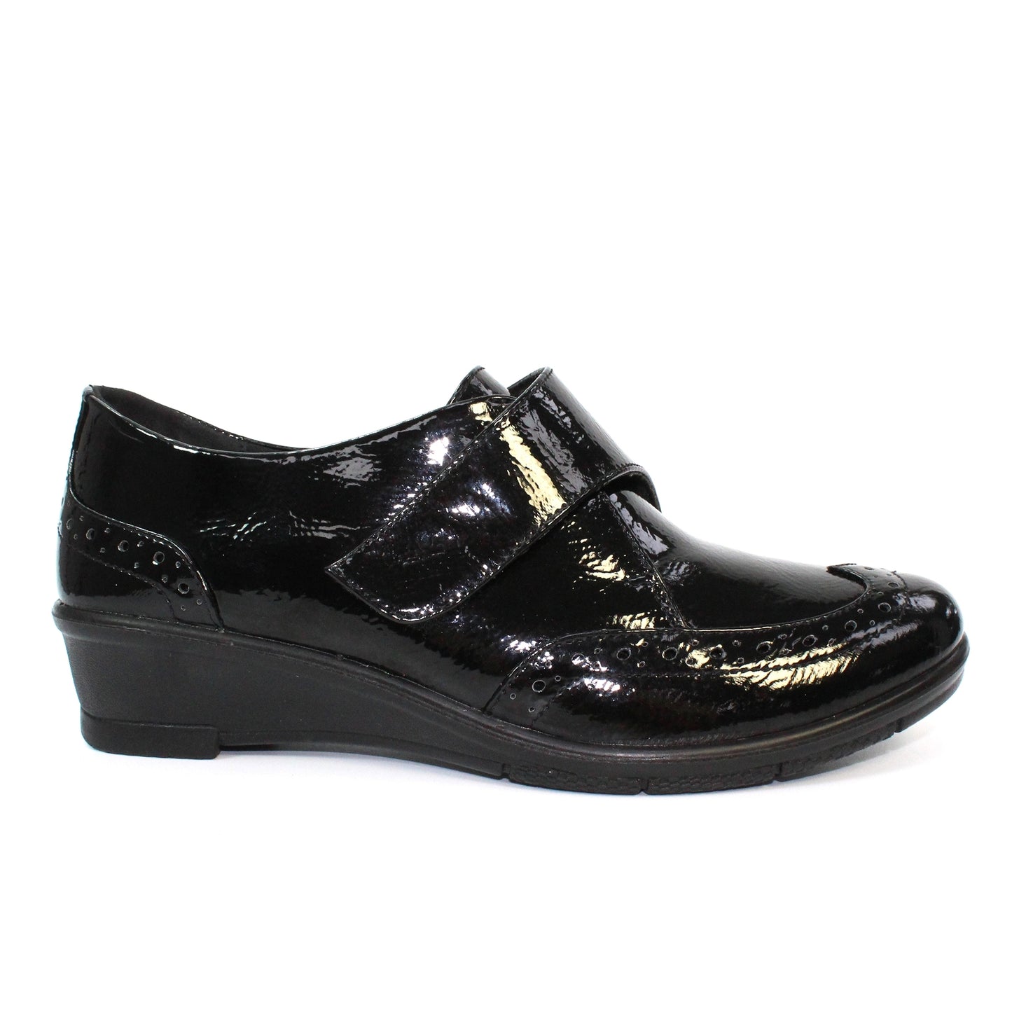 Black - Side - Lunar Womens-Ladies Nell Leather Lined Casual Shoes