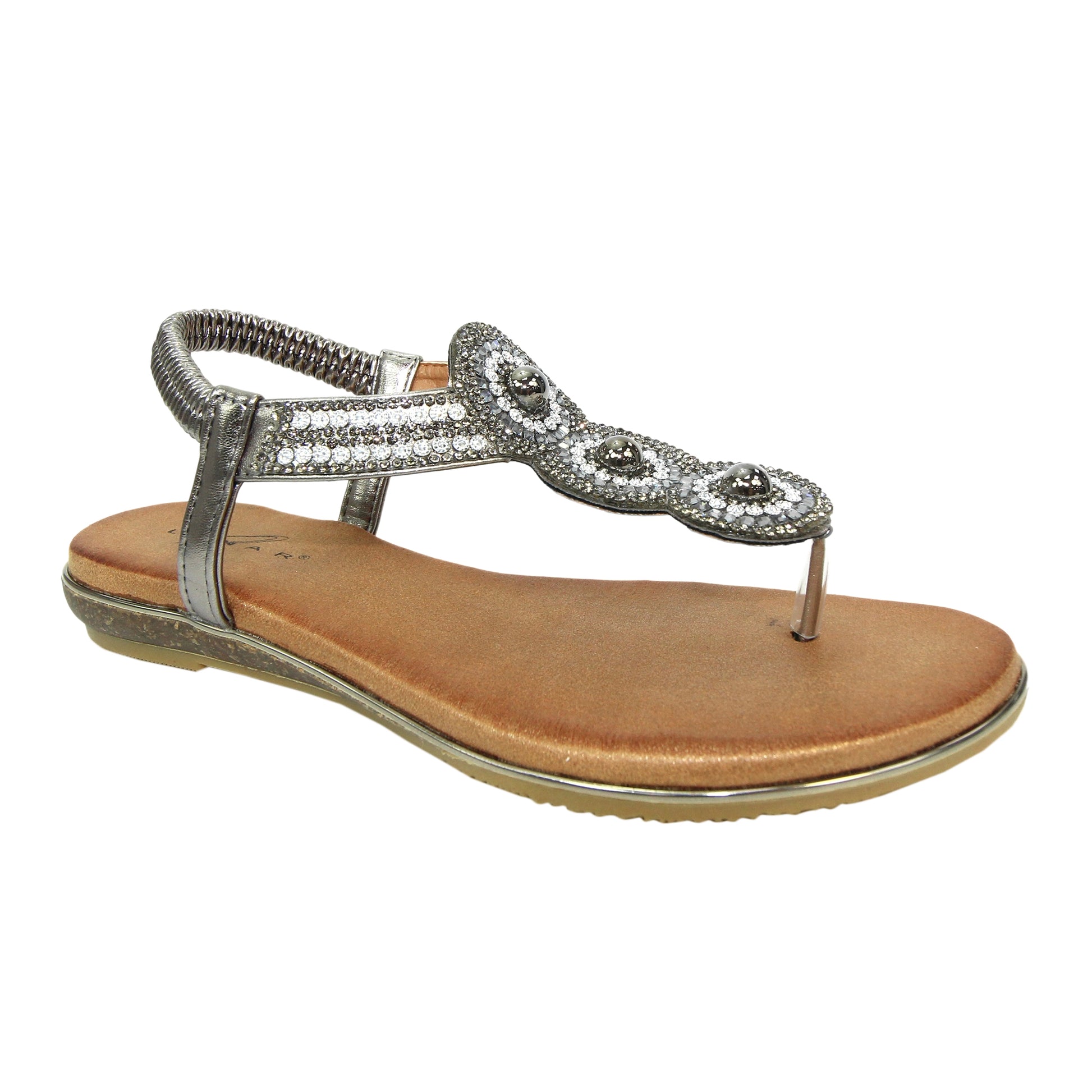 Pewter Grey - Front - Lunar Womens-Ladies Silvia Sandals
