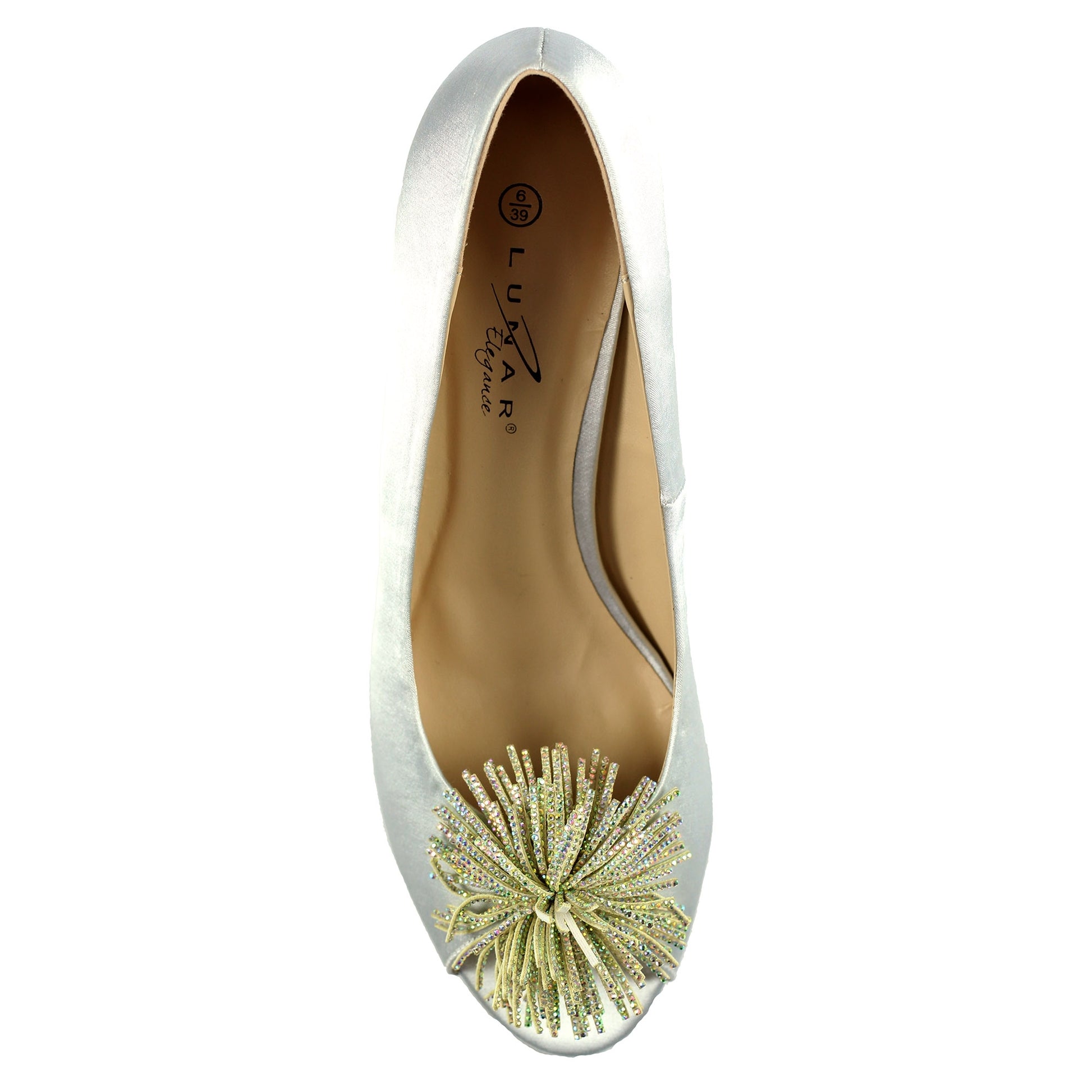 Silver - Side - Lunar Womens-Ladies Lucia Satin Court Shoes