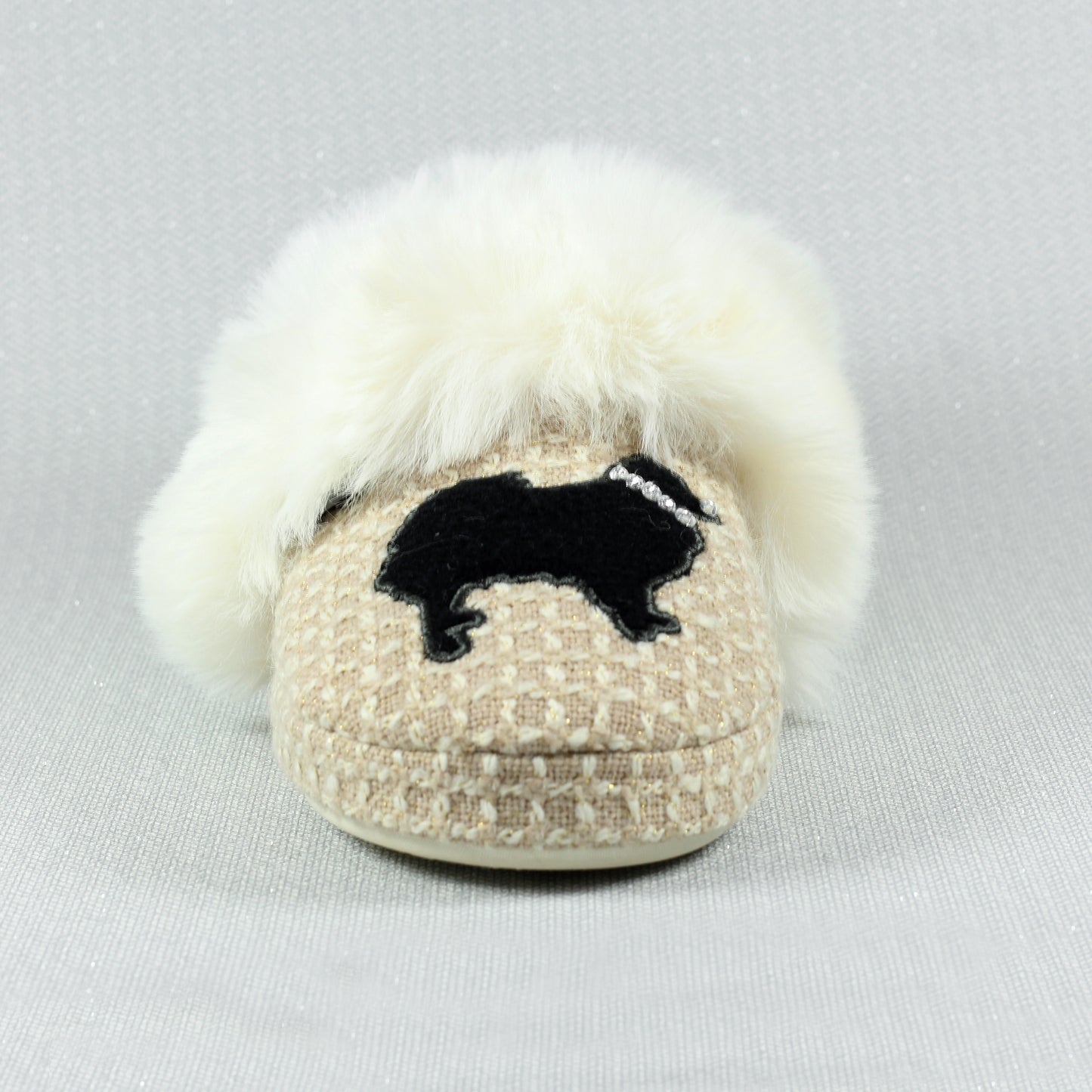 Beige - Side - Lazy Dogz Womens-Ladies Cookie Suede Moccasin Slippers