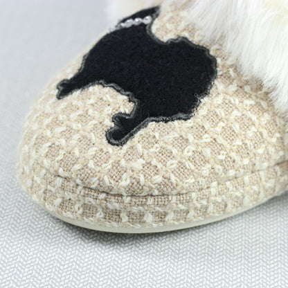 Beige - Close up - Lazy Dogz Womens-Ladies Cookie Suede Moccasin Slippers
