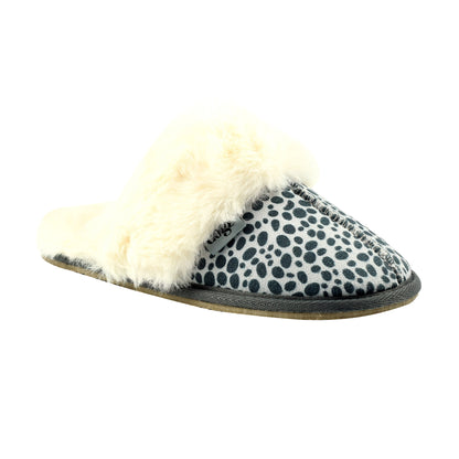Ocelot - Front - Lazy Dogz Womens-Ladies Dane Faux Suede Slippers