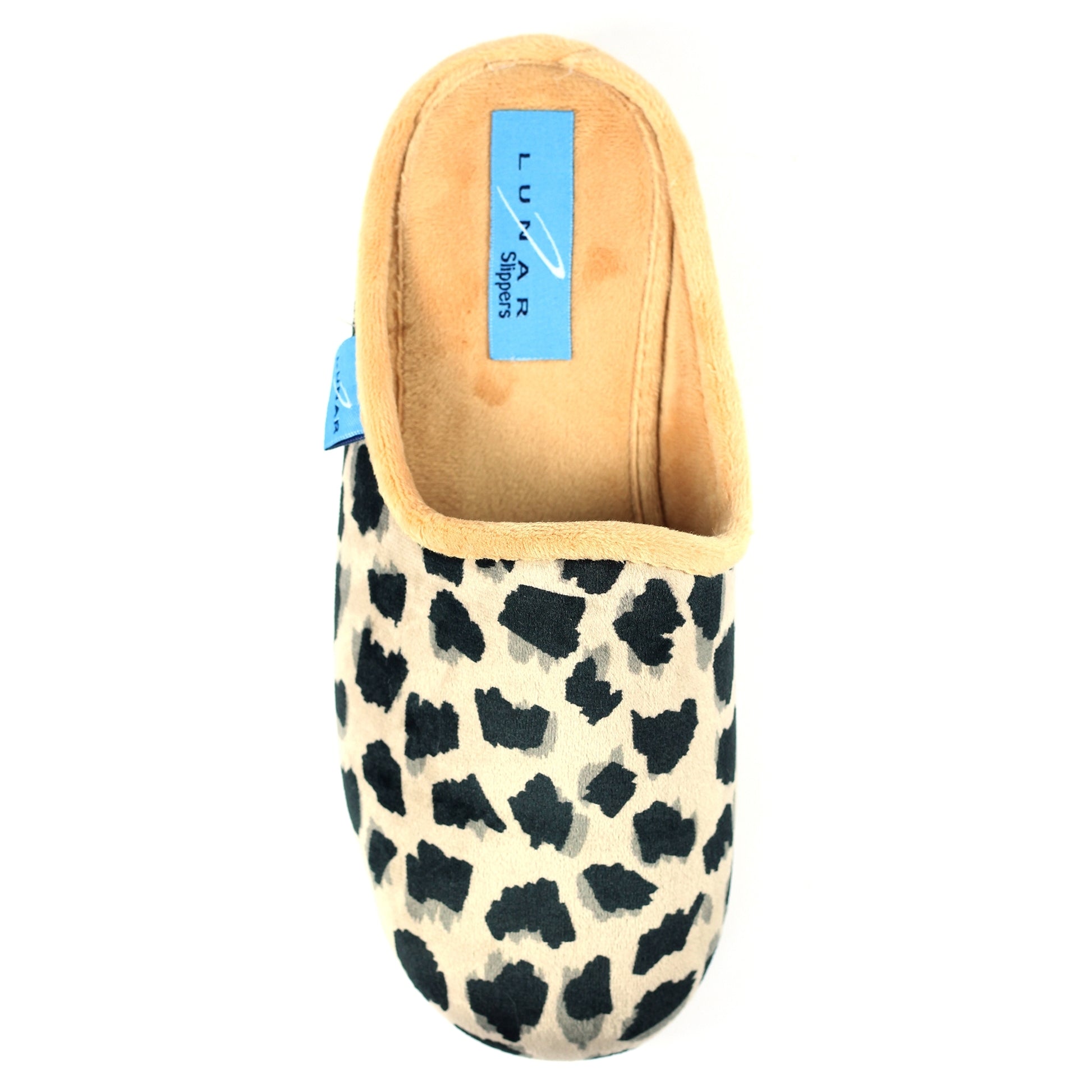 Beige - Side - Lunar Womens-Ladies Fleet Slippers