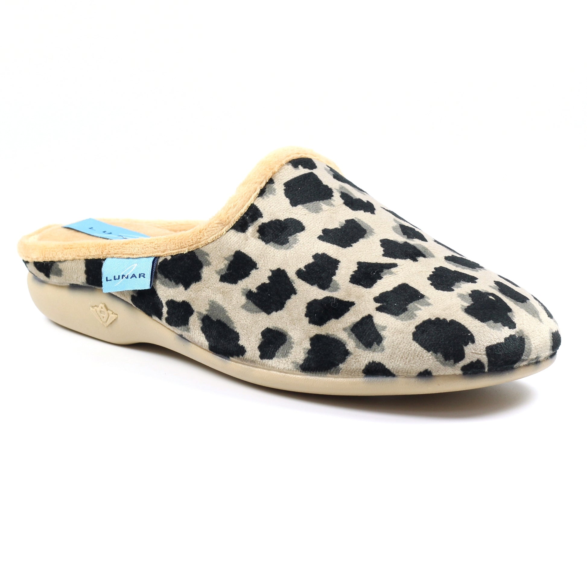 Beige - Front - Lunar Womens-Ladies Fleet Slippers