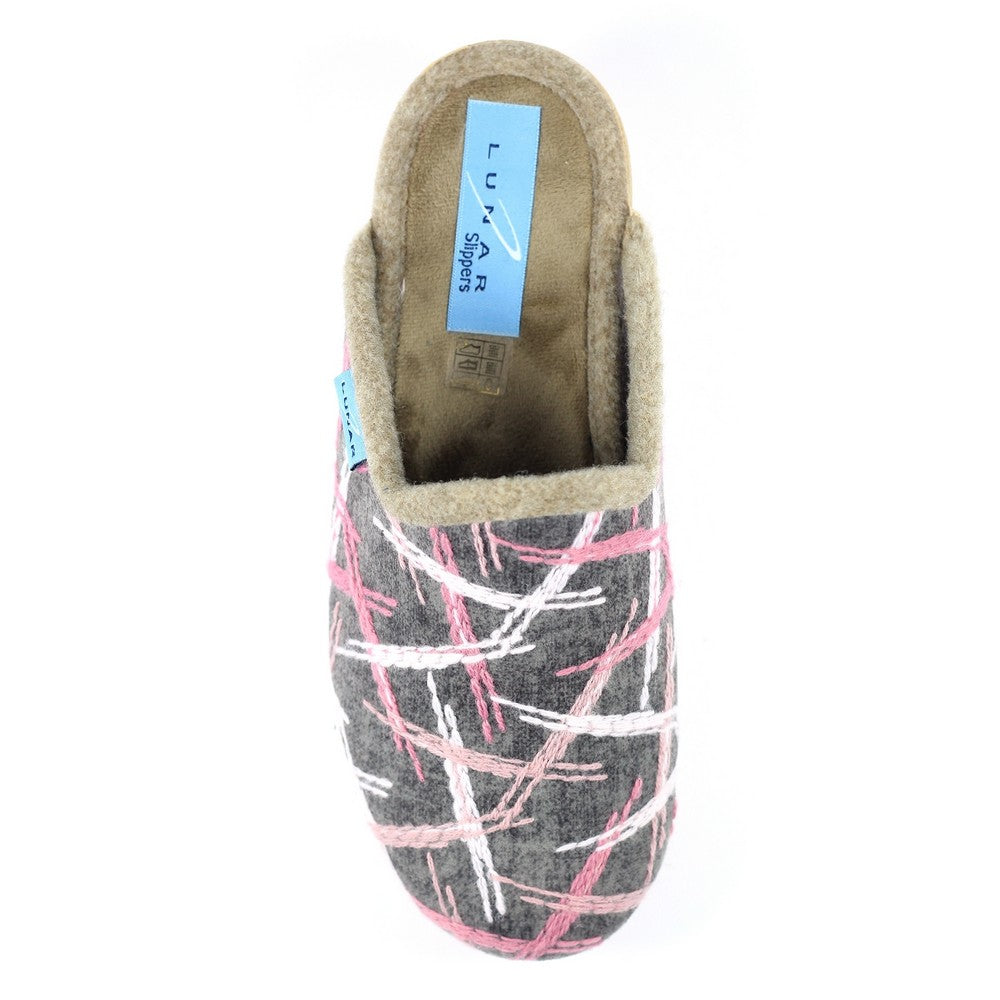 Grey - Side - Lunar Womens-Ladies Erin Slippers