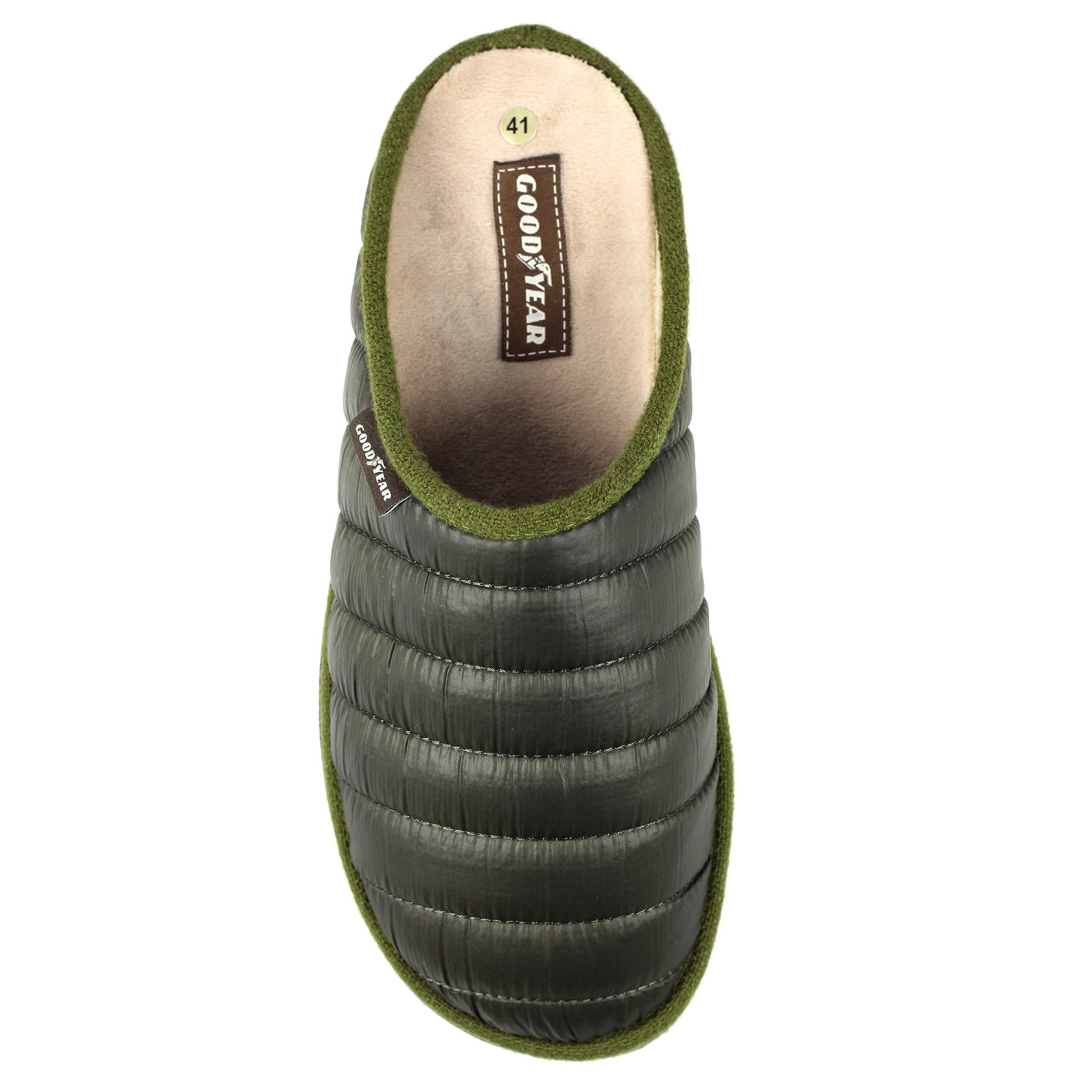 Green - Side - Goodyear Mens Elway Quilted Slippers