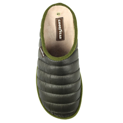 Green - Side - Goodyear Mens Elway Quilted Slippers