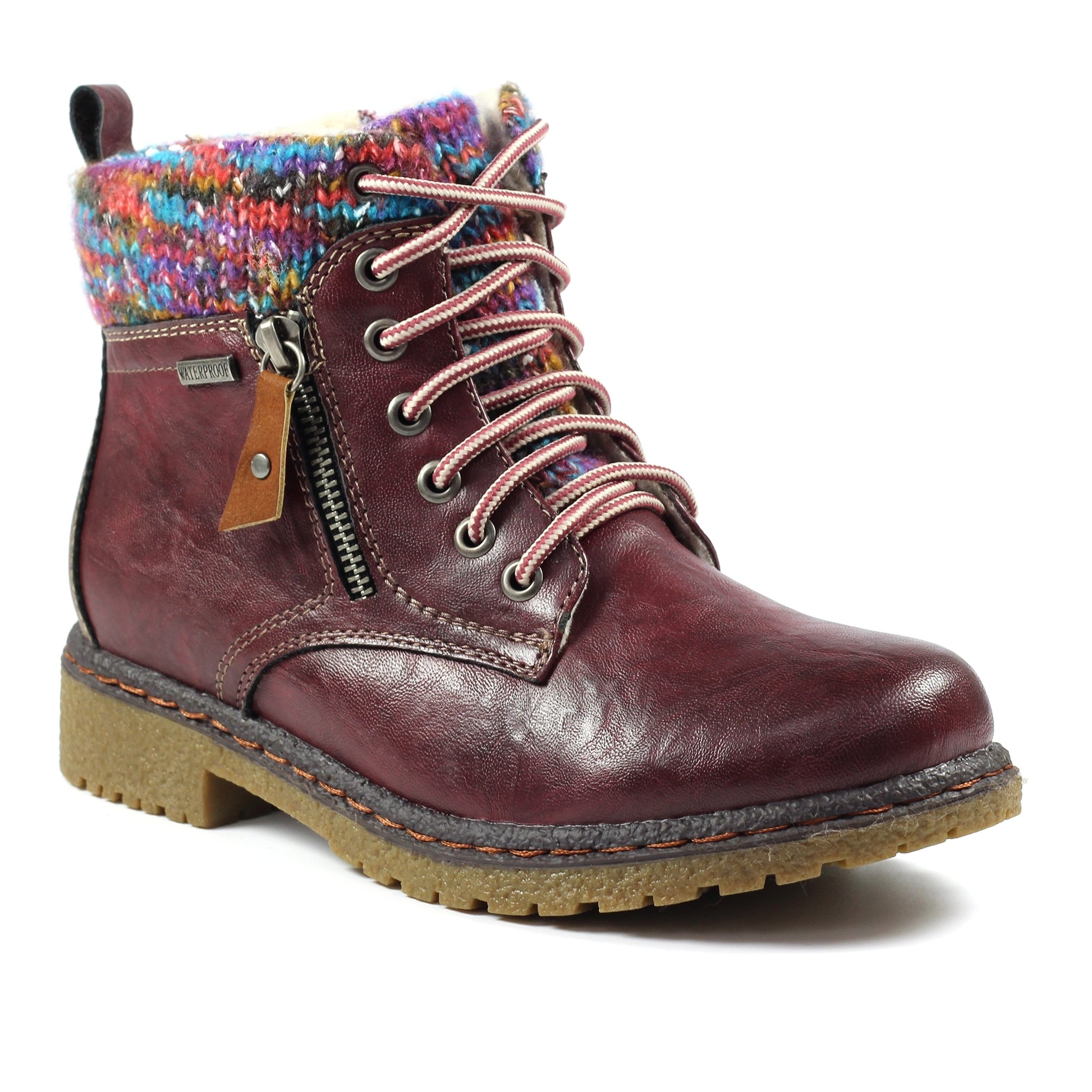 Burgundy - Front - Lunar Womens-Ladies Jalapeno Ankle Boots