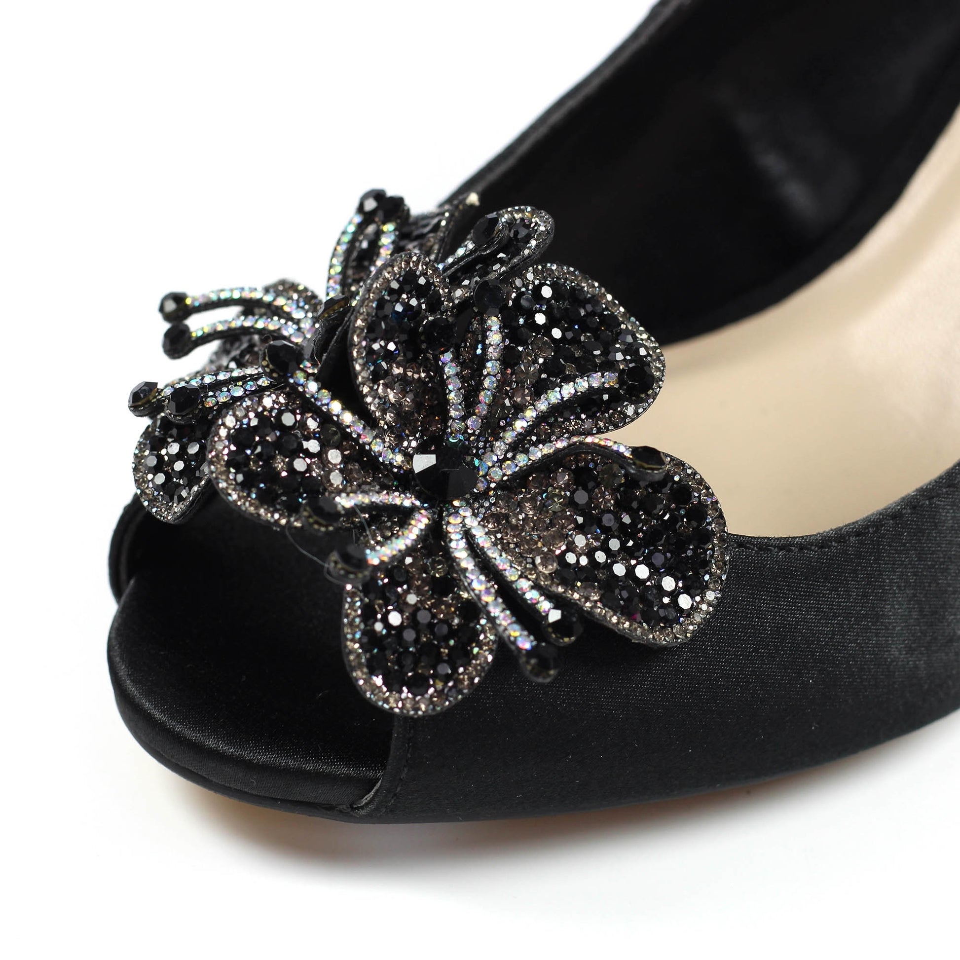 Black - Pack Shot - Lunar Womens-Ladies Ankara Satin Court Shoes
