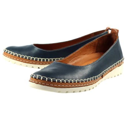 Blue - Front - Lunar Womens-Ladies Dove Leather Pumps