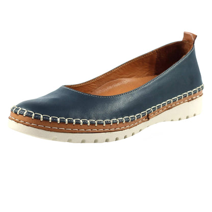 Blue - Back - Lunar Womens-Ladies Dove Leather Pumps