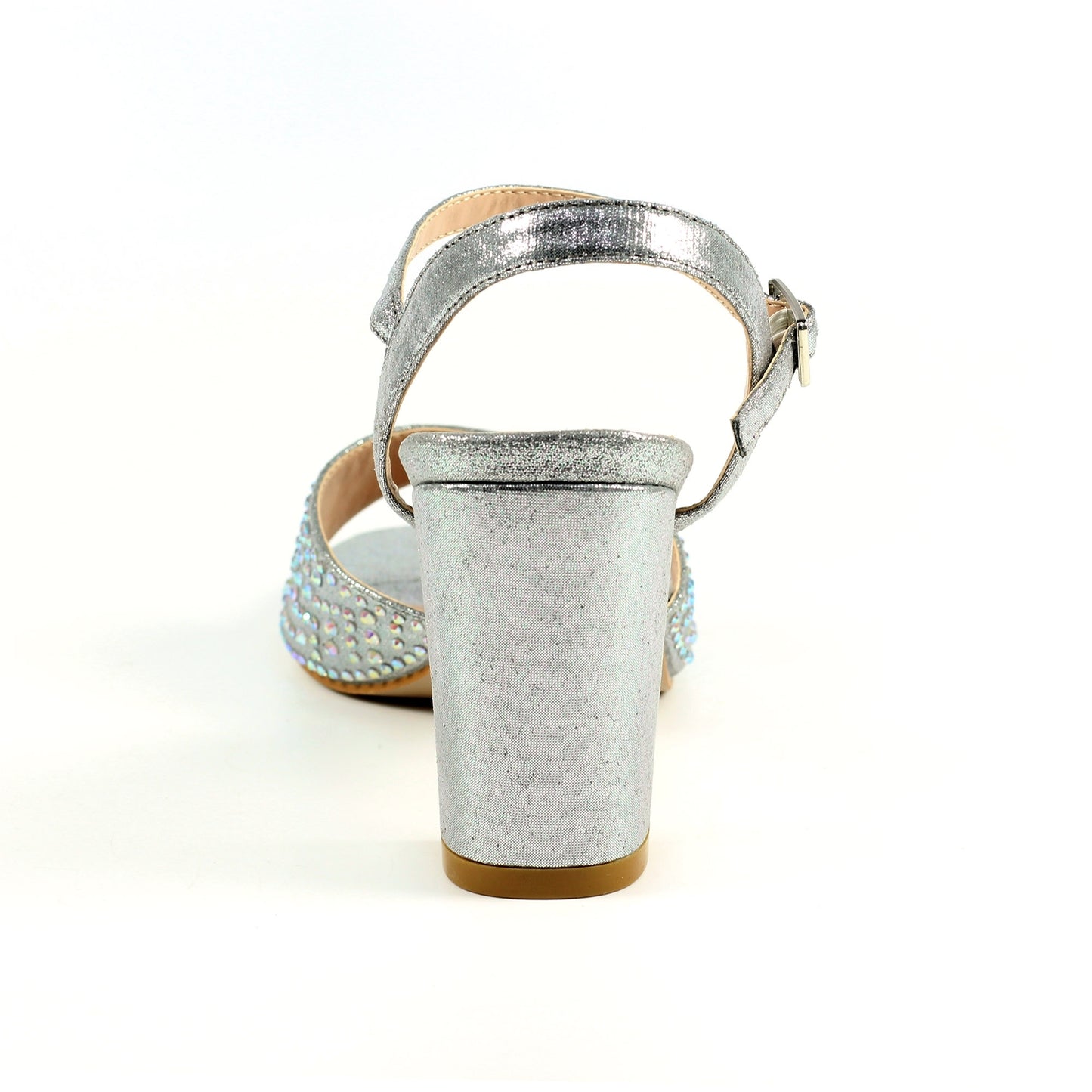 Silver - Back - Lunar Womens-Ladies Krystal Diamante Sandals