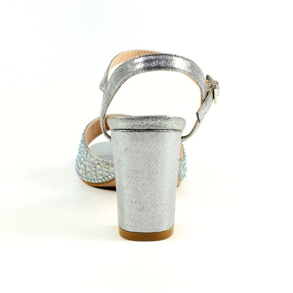 Silver - Back - Lunar Womens-Ladies Krystal Diamante Sandals