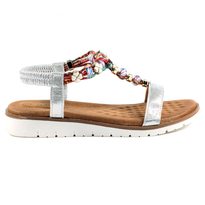 Silver - Side - Lunar Womens-Ladies Tempo Sandals
