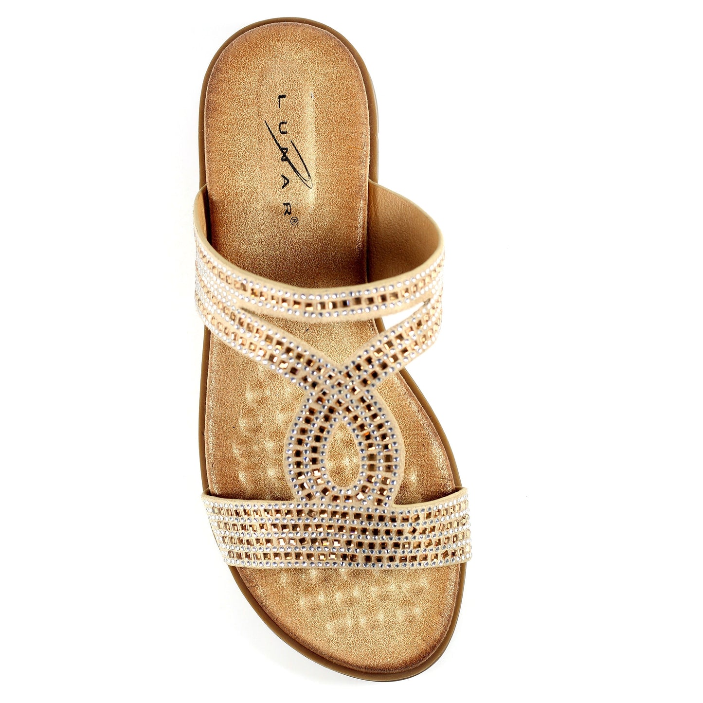 Gold - Pack Shot - Lunar Womens-Ladies Chavez Diamante Sandals