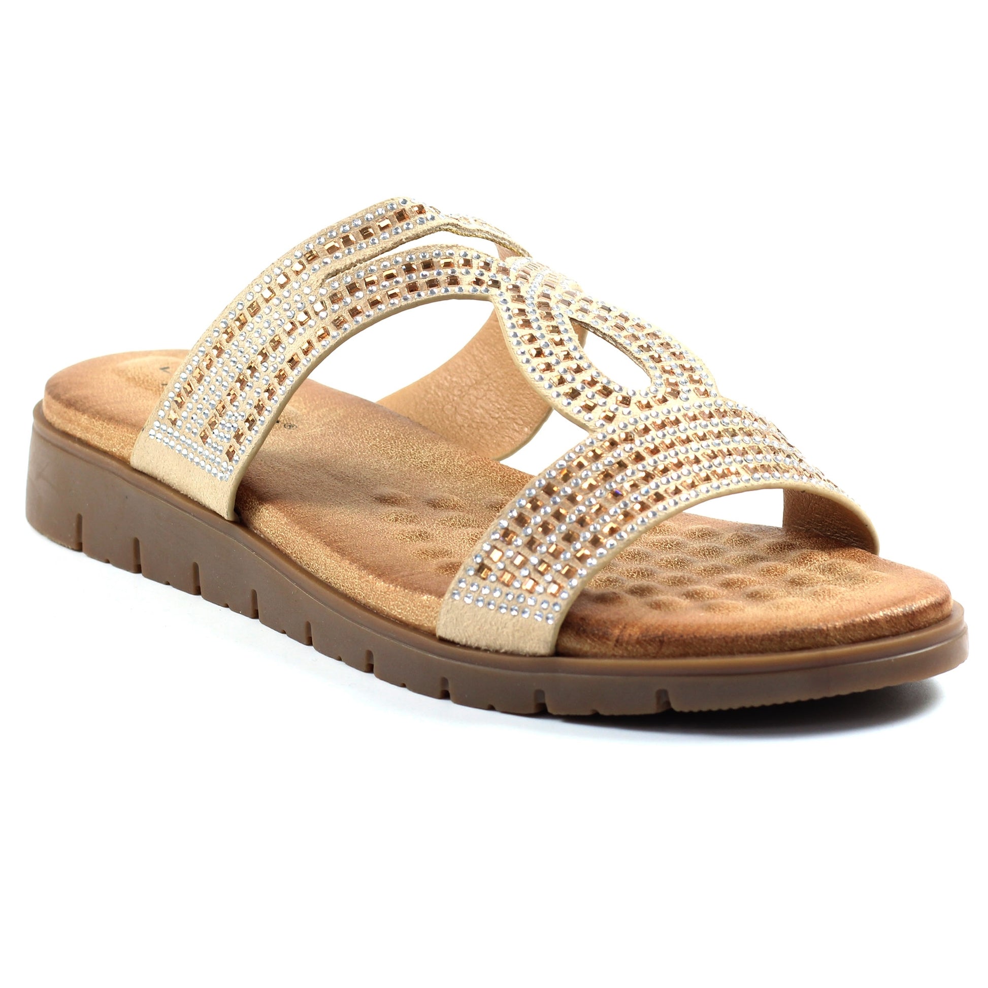 Gold - Front - Lunar Womens-Ladies Chavez Diamante Sandals