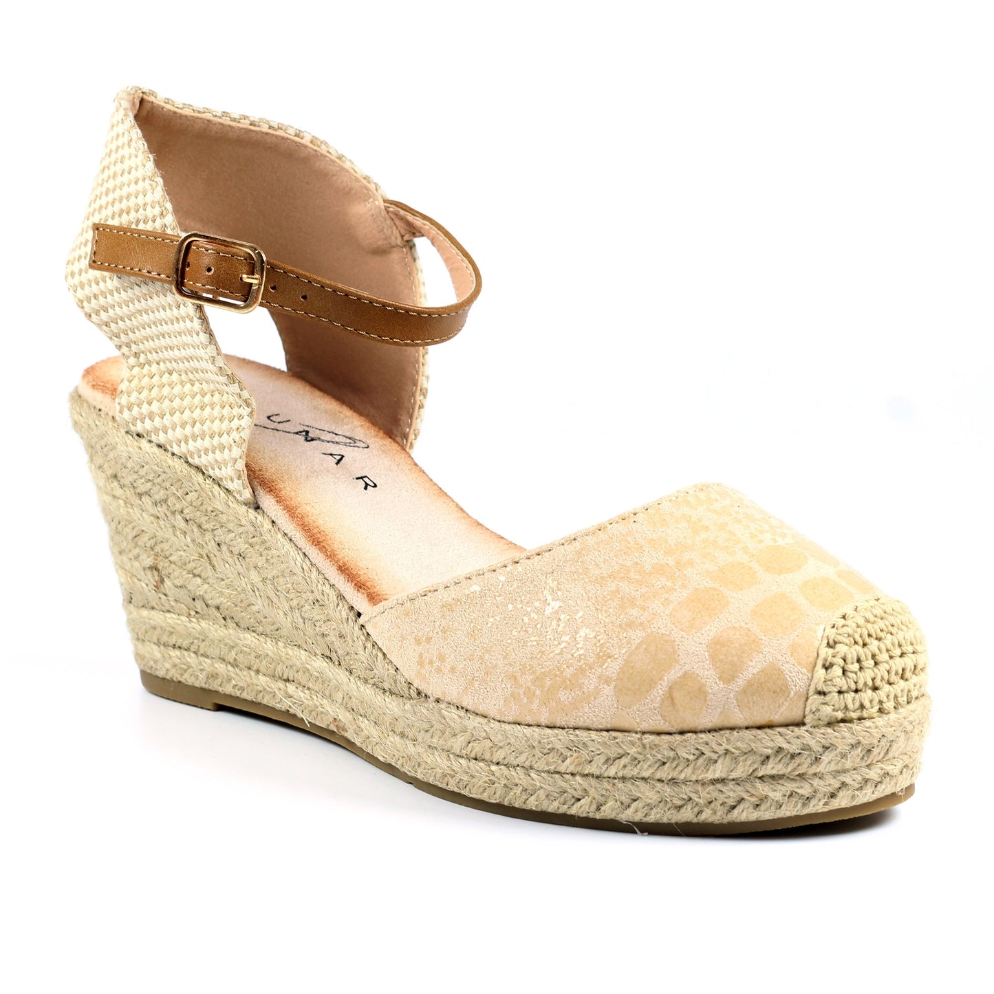 Beige - Front - Lunar Womens-Ladies Craster Wedges