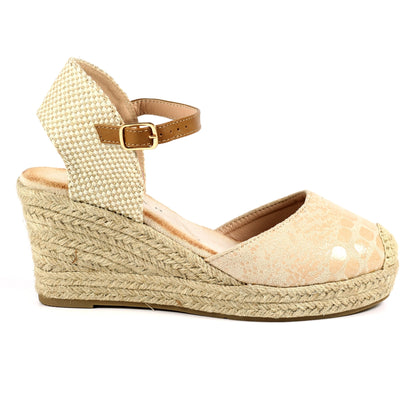 Beige - Lifestyle - Lunar Womens-Ladies Craster Wedges