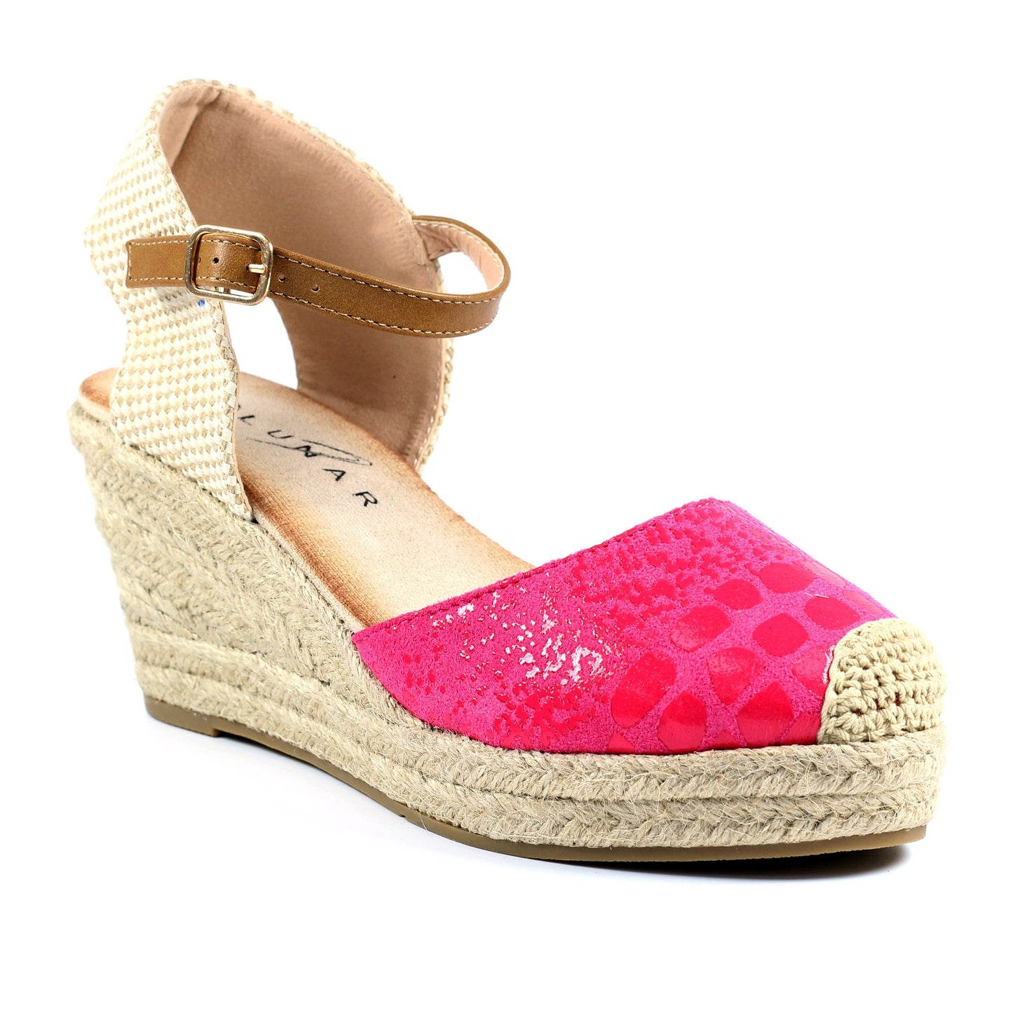 Pink - Front - Lunar Womens-Ladies Craster Wedges