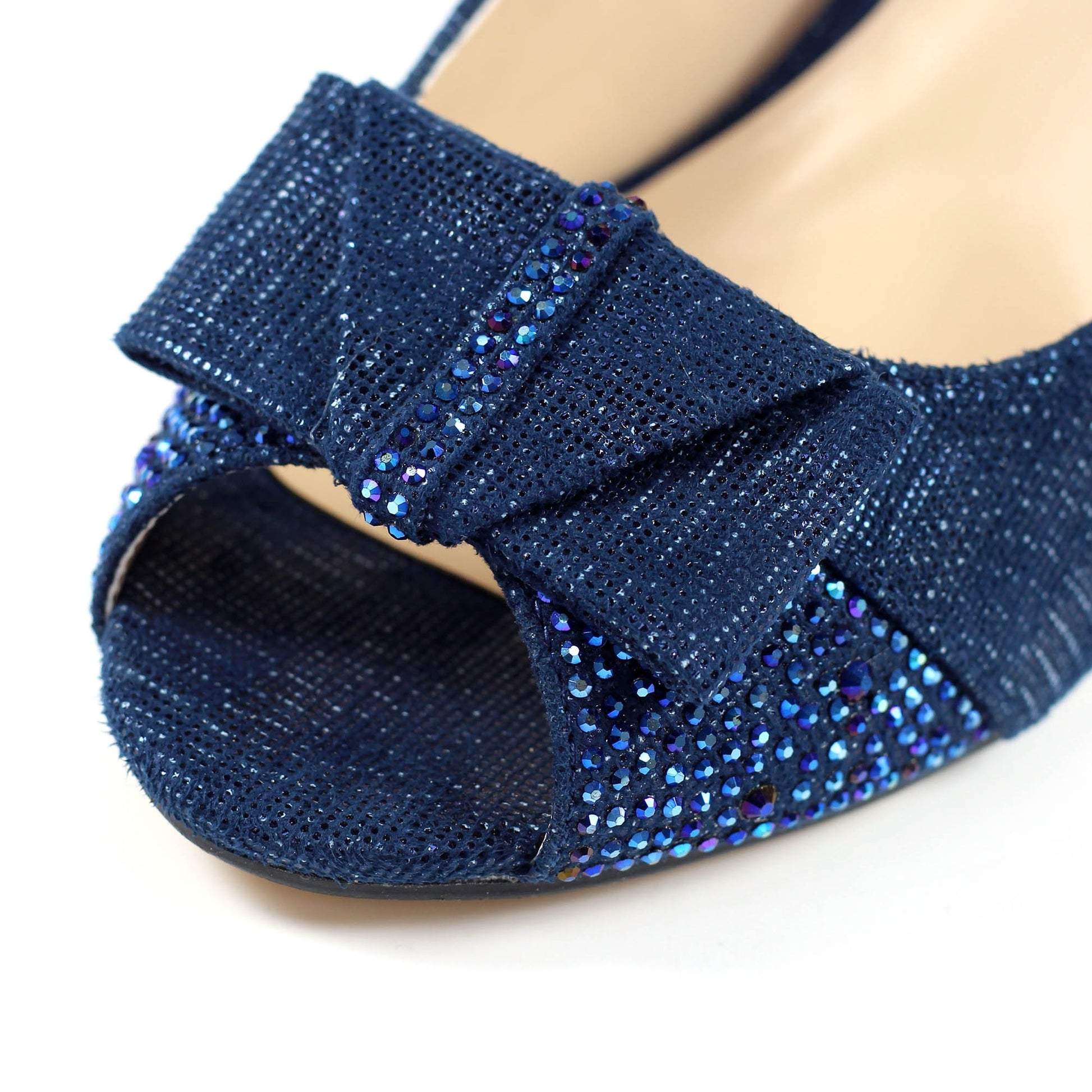 Blue - Close up - Lunar Womens-Ladies Mira Diamante Peep Toe Court Shoes