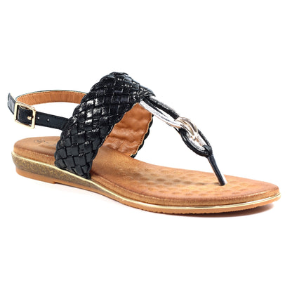 Black - Front - Lunar Womens-Ladies Dawley Sandals
