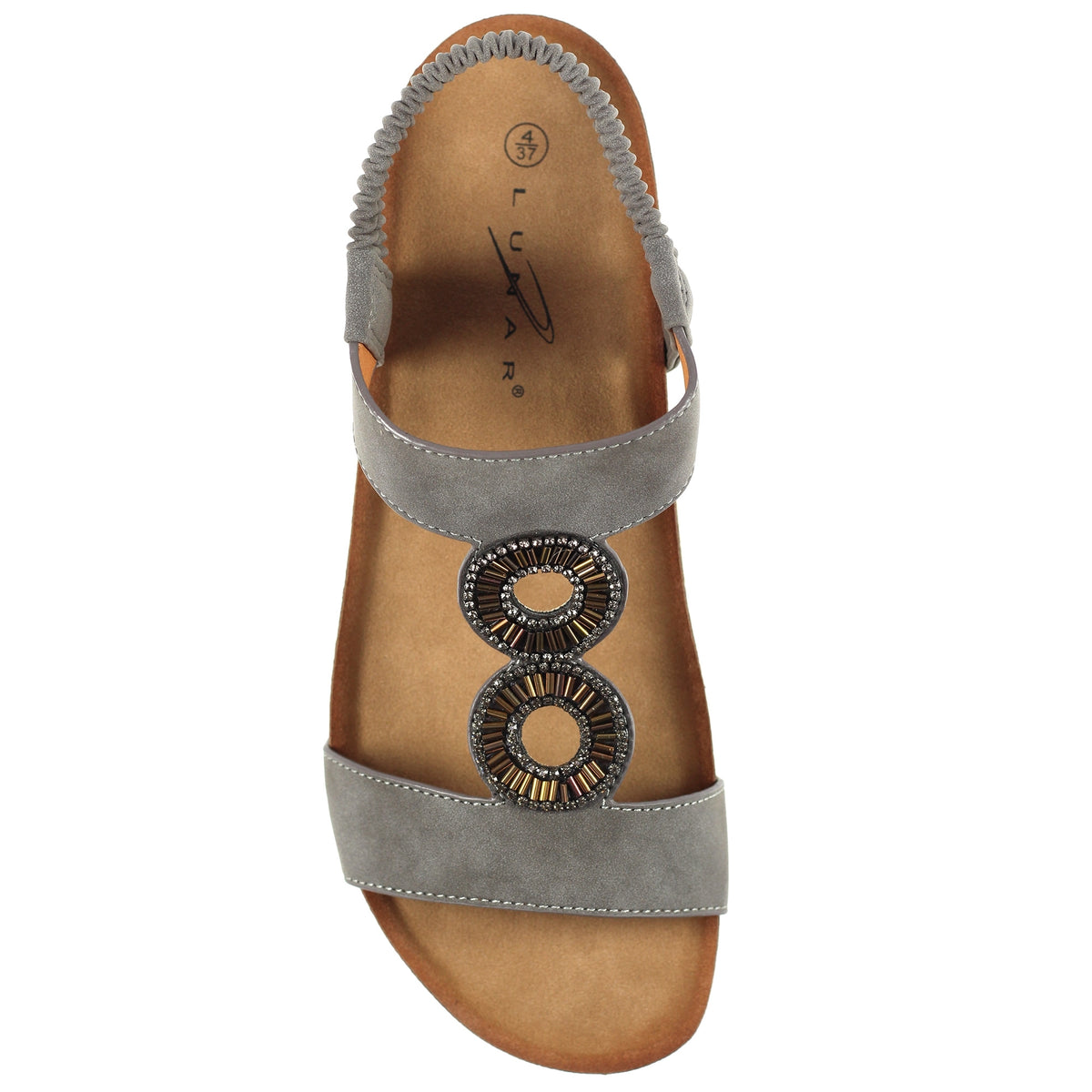 Grey - Side - Lunar Womens-Ladies Barwell Sandals