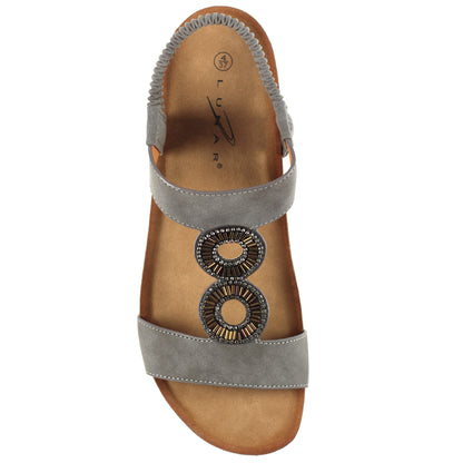 Grey - Side - Lunar Womens-Ladies Barwell Sandals