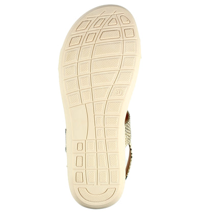 Beige - Side - Lunar Womens-Ladies Bardon Snake Print Sandals