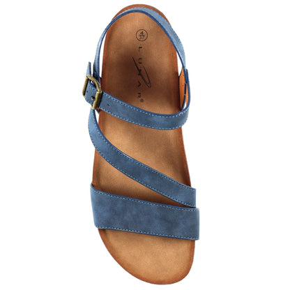 Blue - Lifestyle - Lunar Womens-Ladies Cluster Wedge Sandals