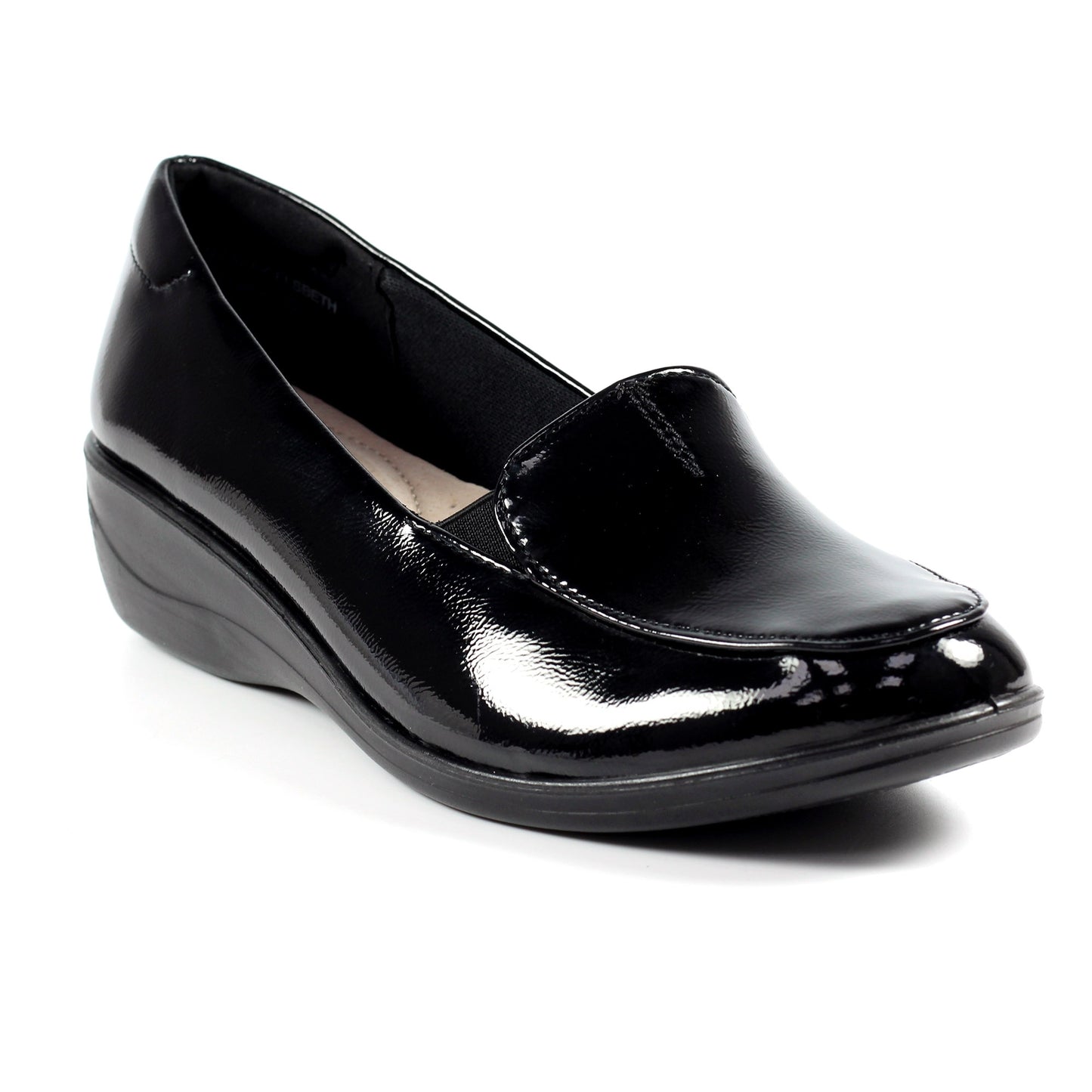 Black - Side - Lunar Womens-Ladies Elsbeth Leather Glossy Shoes