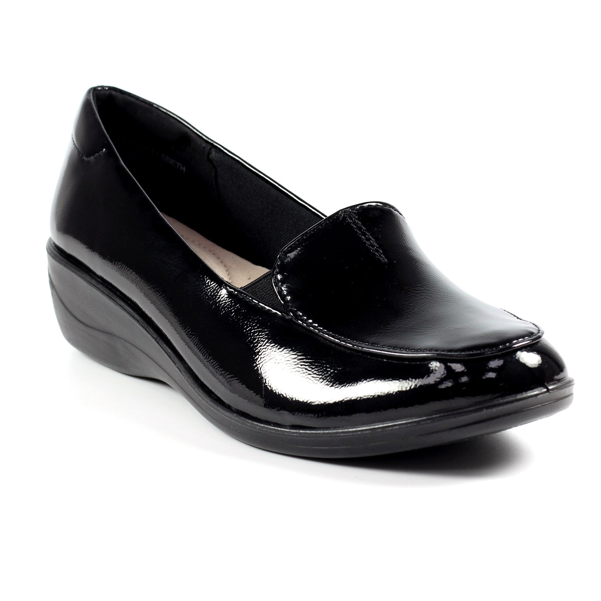 Black - Side - Lunar Womens-Ladies Elsbeth Leather Glossy Shoes