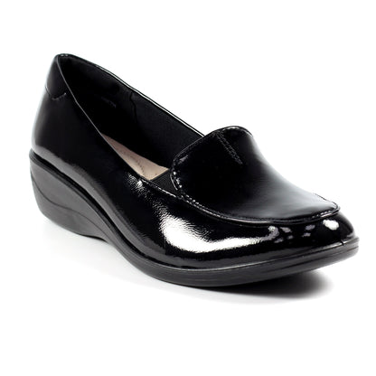 Black - Side - Lunar Womens-Ladies Elsbeth Leather Glossy Shoes