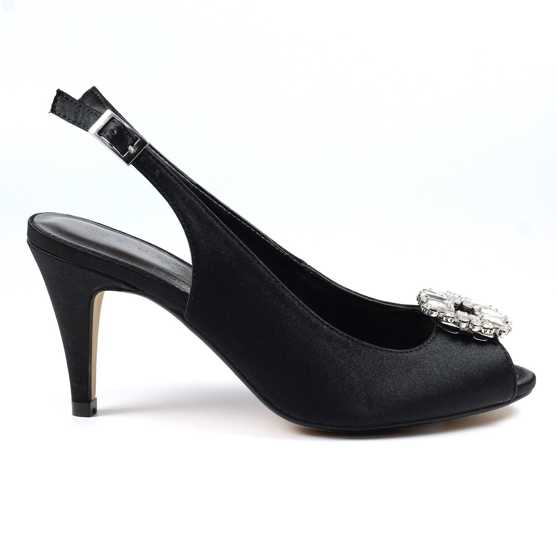 Black - Side - Lunar Womens-Ladies Venice Sling Back Sandals