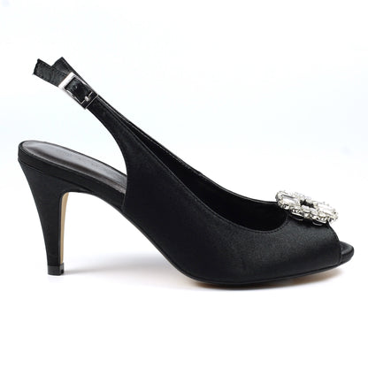 Black - Side - Lunar Womens-Ladies Venice Sling Back Sandals