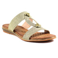 Gold - Front - Lunar Womens-Ladies Calow Leather Sandals