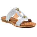 Silver - Front - Lunar Womens-Ladies Calow Leather Sandals