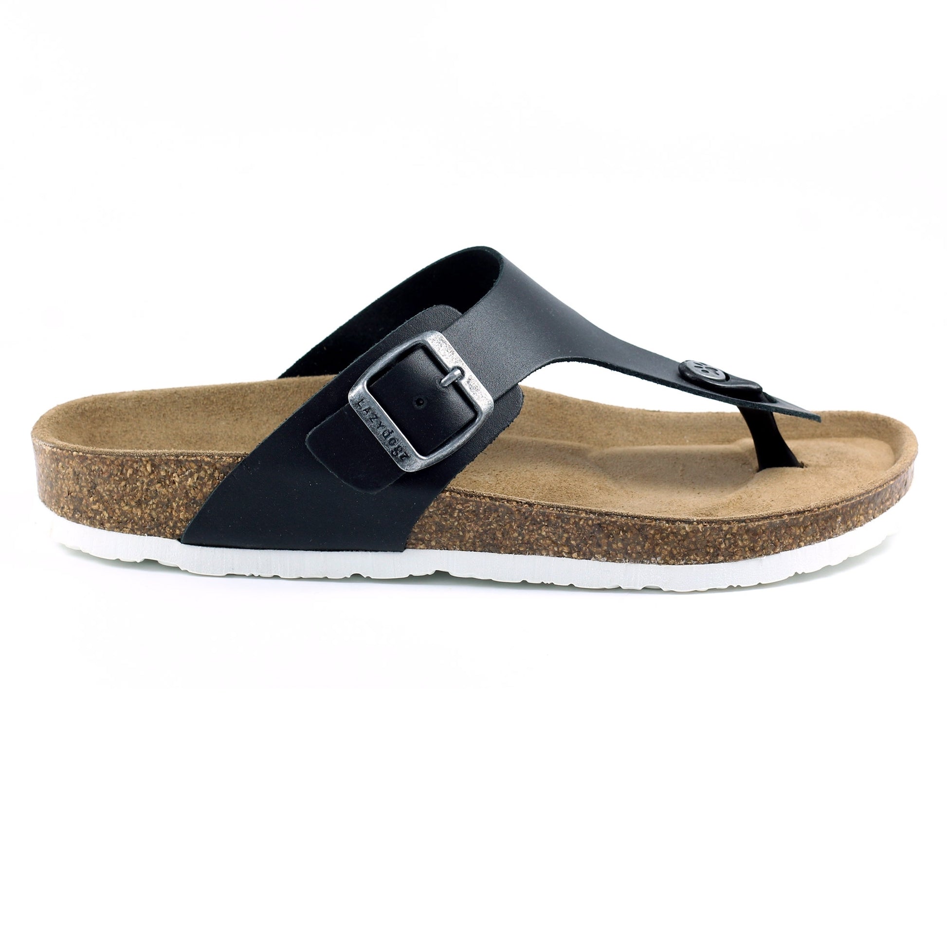 Black - Lifestyle - Lazy Dogz Womens-Ladies Beach II Leather Sandals