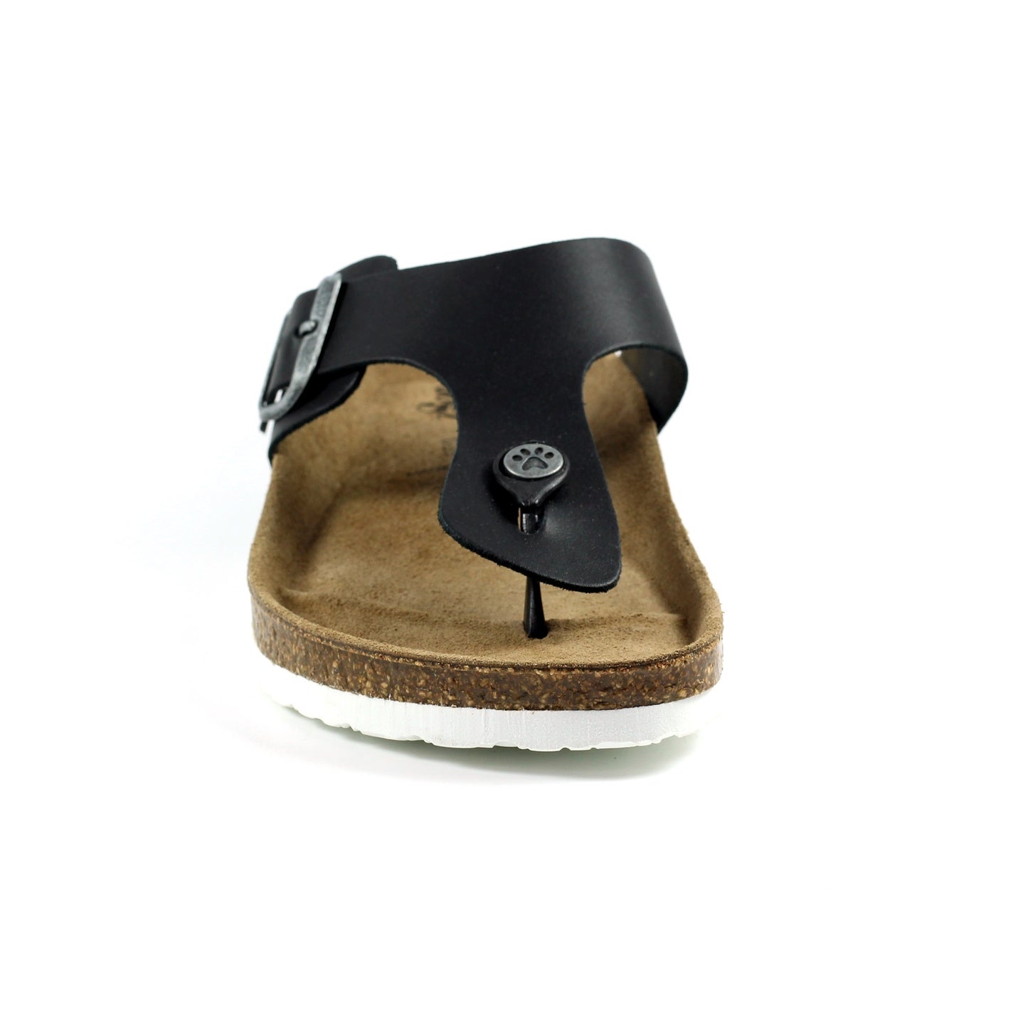 Black - Pack Shot - Lazy Dogz Womens-Ladies Beach II Leather Sandals