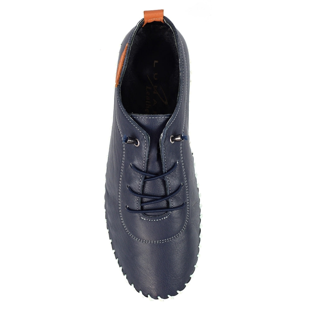 Navy - Back - Lunar Womens-Ladies Flamborough Leather Shoes