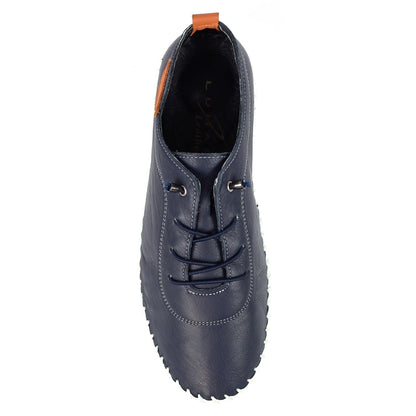 Navy - Back - Lunar Womens-Ladies Flamborough Leather Shoes