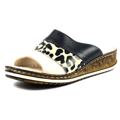Ocelot - Side - Lunar Womens-Ladies Appleby Ocelot Print Leather Sandals