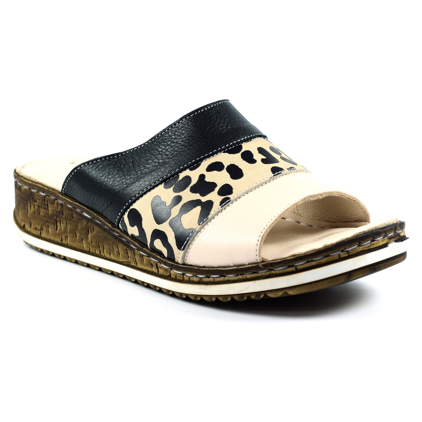 Ocelot - Lifestyle - Lunar Womens-Ladies Appleby Ocelot Print Leather Sandals