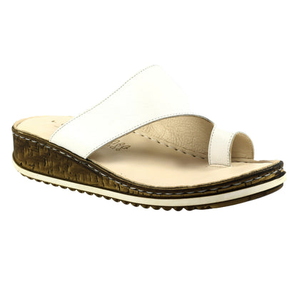 White - Front - Lunar Womens-Ladies Shore Leather Sandals
