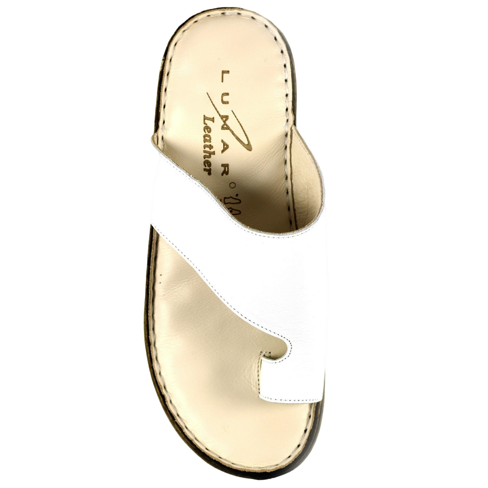 White - Close up - Lunar Womens-Ladies Shore Leather Sandals