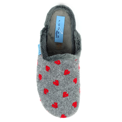 Grey - Lifestyle - Lunar Womens-Ladies Bruna Hearts Slippers