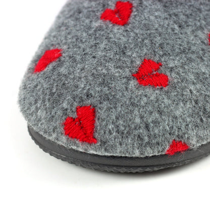 Grey - Pack Shot - Lunar Womens-Ladies Bruna Hearts Slippers