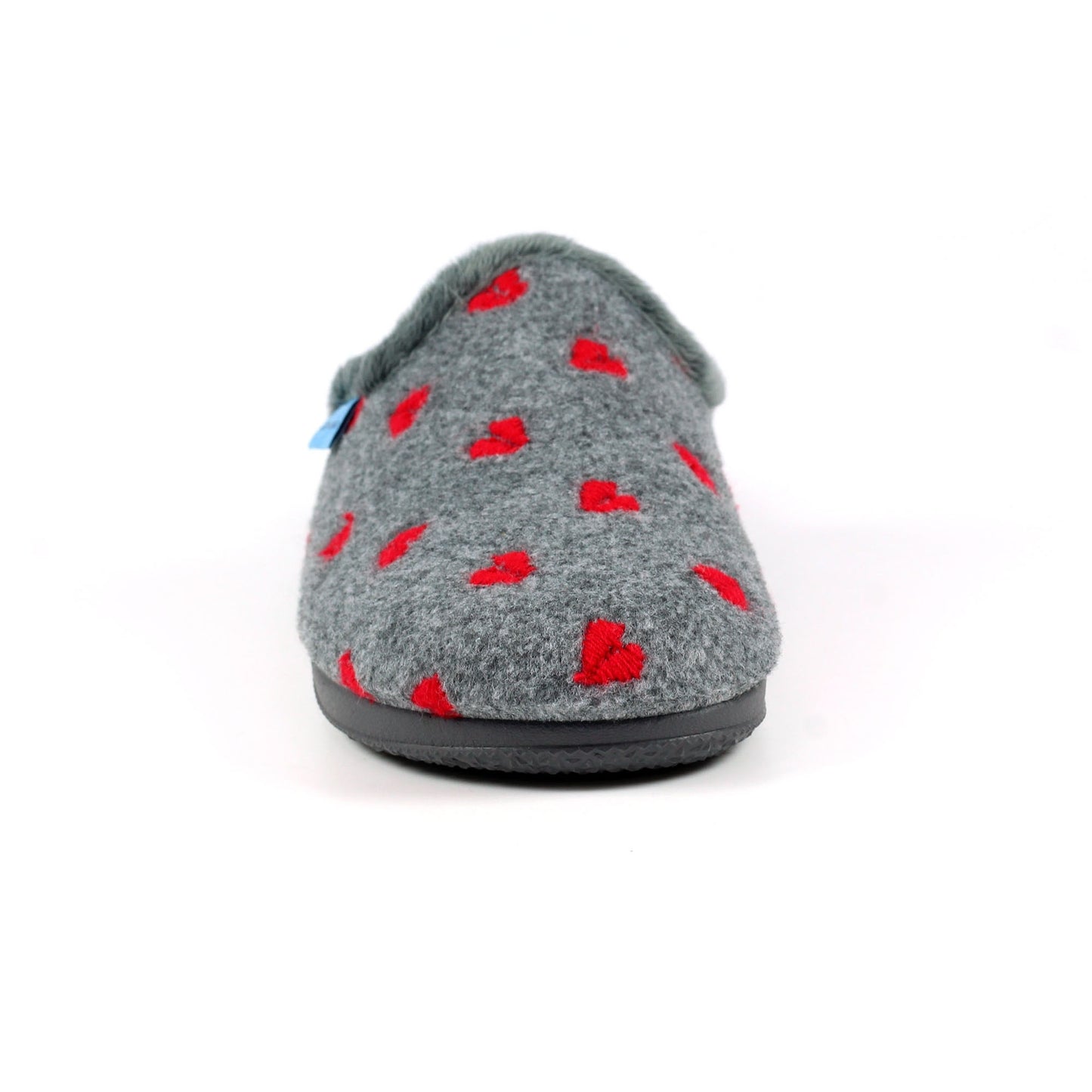 Grey - Close up - Lunar Womens-Ladies Bruna Hearts Slippers