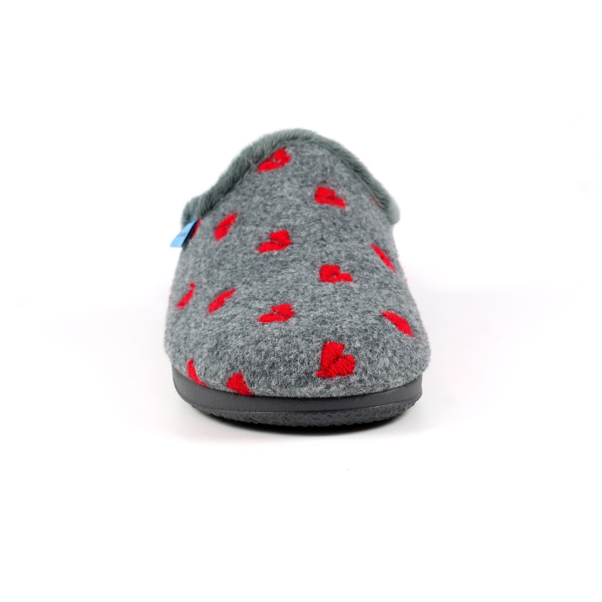 Grey - Close up - Lunar Womens-Ladies Bruna Hearts Slippers